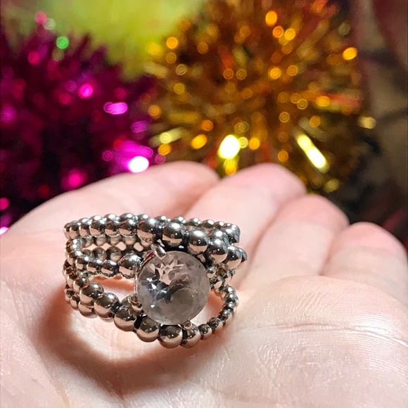 Sterling Silver & White Topaz- Caviar Artisan Ring - Picture 10 of 11